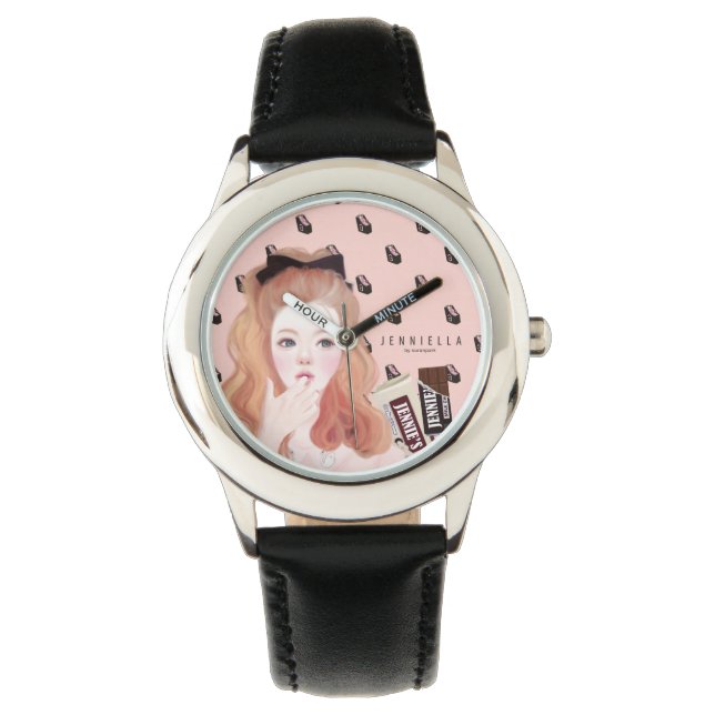 Chocolate Jennie leather strap watch (Front)