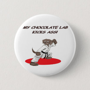 Chocolate Karate Lab 6 Cm Round Badge