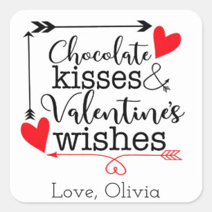 Chocolate kisses Valentine Wishes Square Sticker