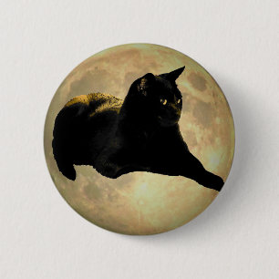 Chocolate Kitty in the Moon 6 Cm Round Badge