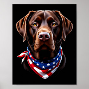 Chocolate Lab American Flag 4th Of July Chocolate Poster