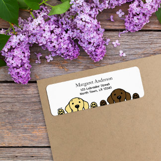Chocolate Lab and Yellow Lab Watching Return Address Label