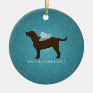 Chocolate Lab Angel Pet Memorial Design Ceramic Ornament