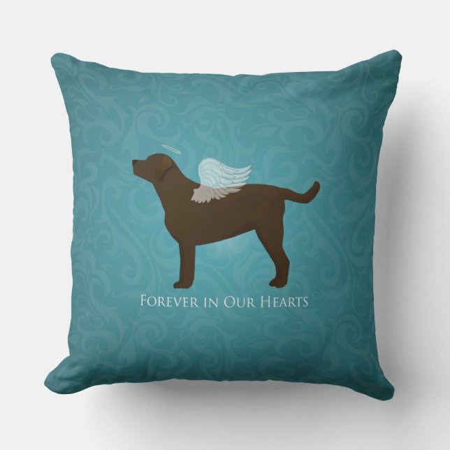 Chocolate Lab Angel Pet Memorial Design Cushion (Front)