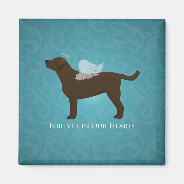 Chocolate Lab Angel Pet Memorial Design Magnet (Front)