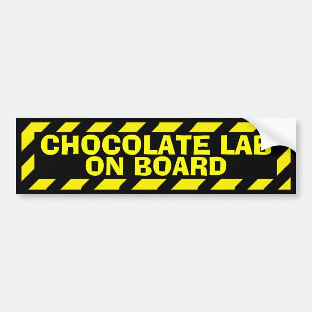 Chocolate lab board black yellow caution sticker (Front)