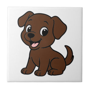Chocolate Lab Cartoon Ceramic Tile