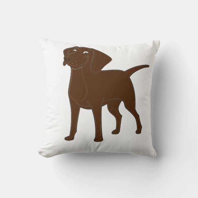 chocolate lab cartoon full 3 cushion (Front)