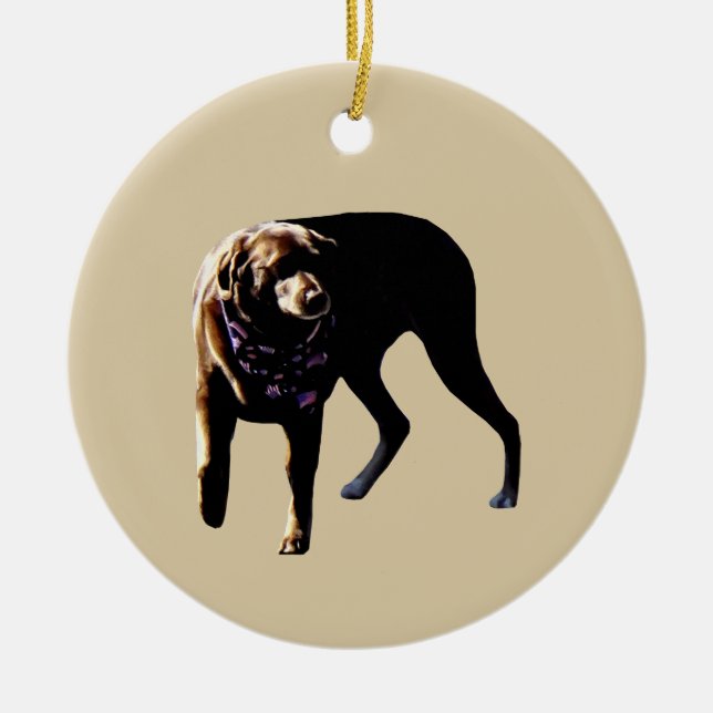 Chocolate Lab Ceramic Ornament (Front)