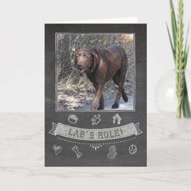 Chocolate Lab Chalkboard Birthday Card (Front)