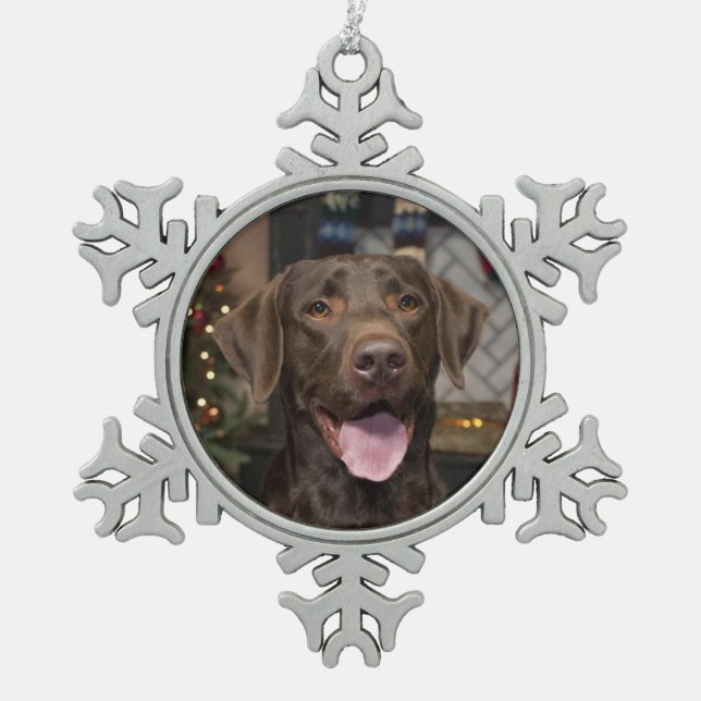 Chocolate Lab Christmas Ornament (Front)
