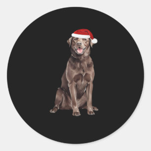 Chocolate Lab Christmas Tree Dog Puppy Watercolor  Classic Round Sticker
