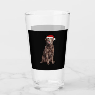 Chocolate Lab Christmas Tree Dog Puppy Watercolor  Glass