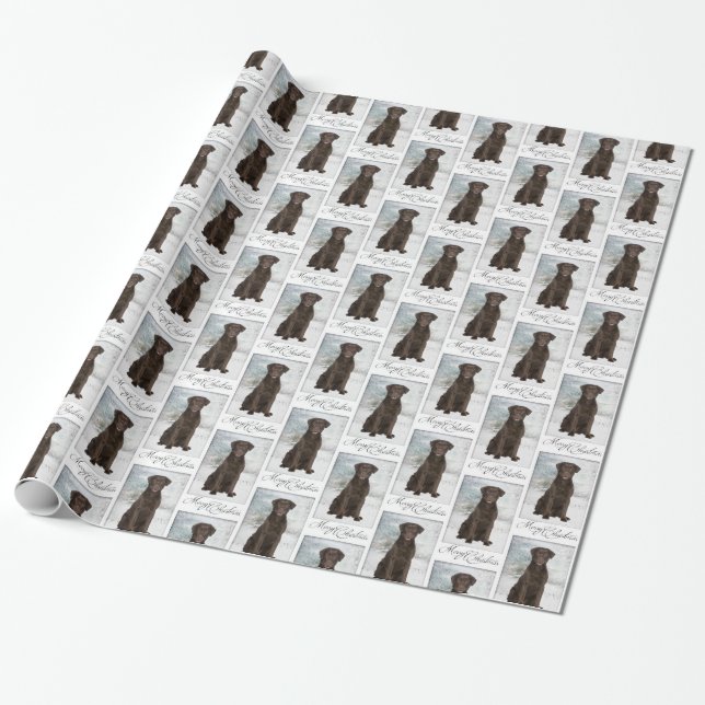 Chocolate Lab Christmas Wrapping Paper (Unrolled)