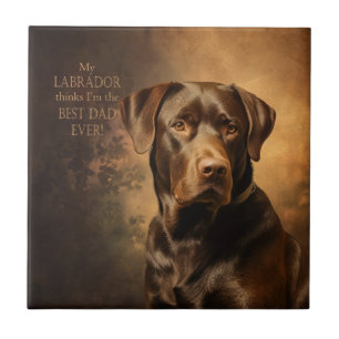 Chocolate Lab Dad Ceramic Tile