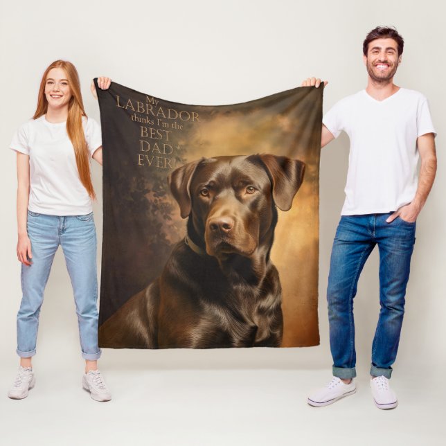 Chocolate Lab Dad Fleece Blanket (In Situ)