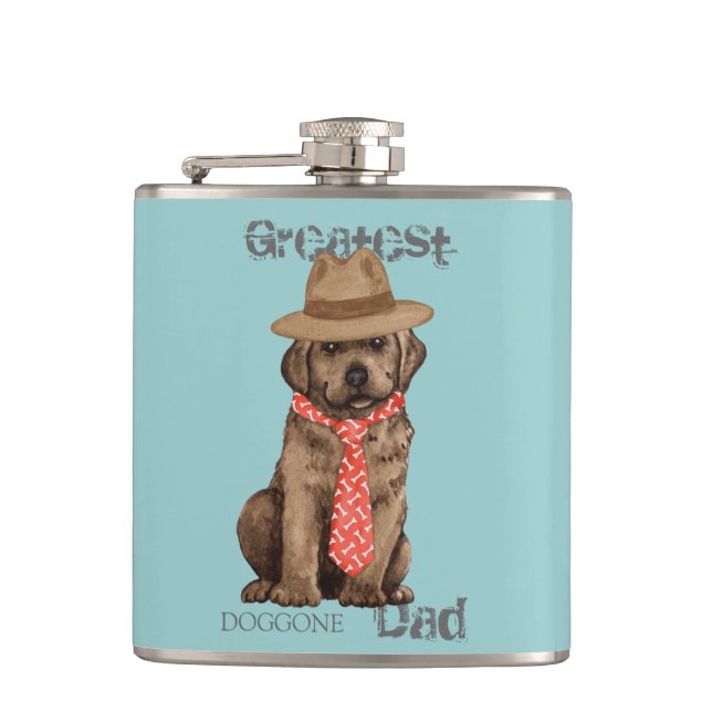Chocolate Lab Dad Hip Flask (Front)