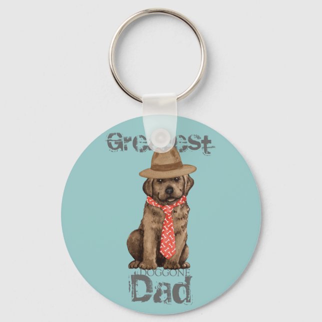 Chocolate Lab Dad Key Ring (Front)