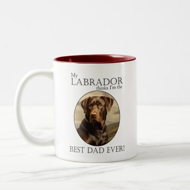 Chocolate Lab Dad Two-Tone Coffee Mug (Left)