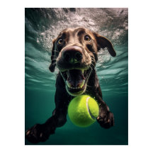 Chocolate Lab Diving Underwater