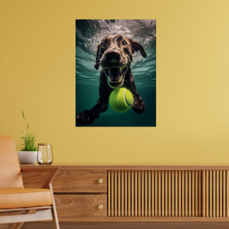 Chocolate Lab Diving Underwater Poster