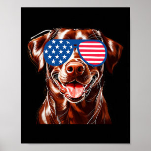 Chocolate Lab Dog American Flag Patriotic 4th Of J Poster