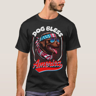 Chocolate Lab Dog Bless America 4th of July Dog T-Shirt