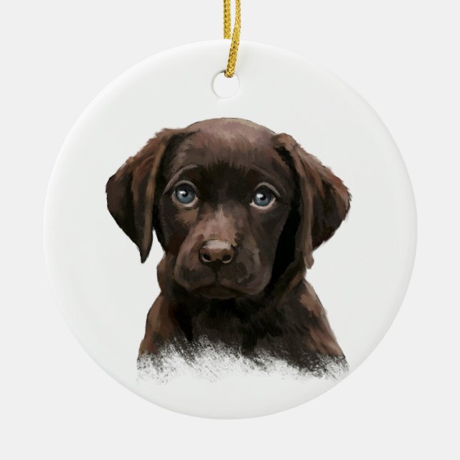 Chocolate Lab Dog Ceramic Ornament (Front)