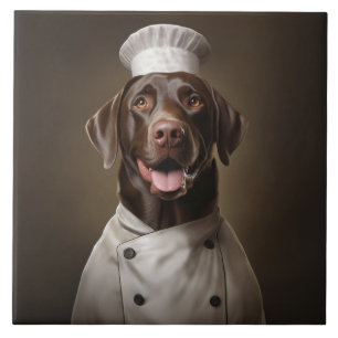 Chocolate Lab Dog Chef Ceramic Tile