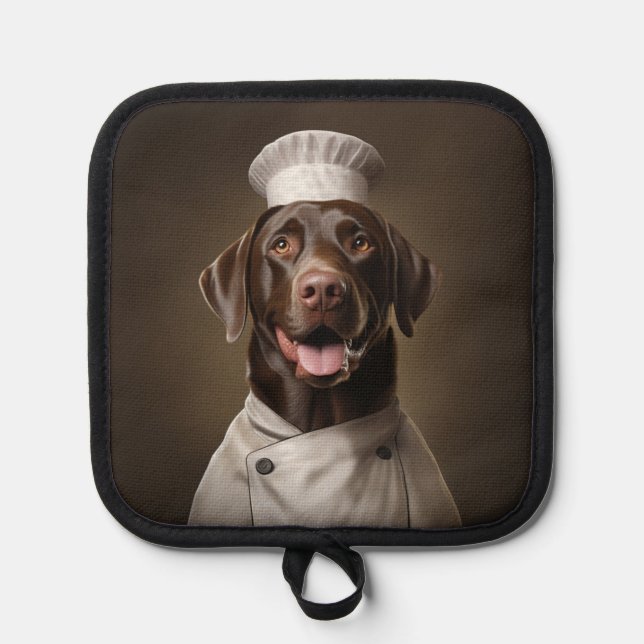 Chocolate Lab Dog Chef Pot Holder (Front)