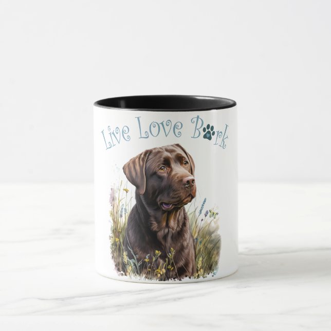 Chocolate Lab Dog Mum Floral Mug (Center)