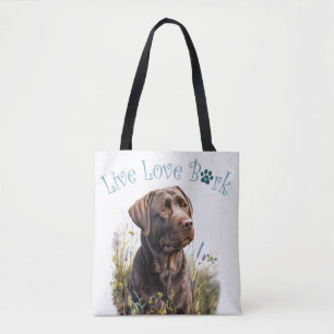 Chocolate Lab Dog Mum Floral Tote Bag