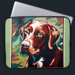 Chocolate Lab Dog on Camo Background Laptop Sleeve<br><div class="desc">This laptop computer sleeve design features a bust of a chocolate lab against camouflage background. Add a name for personalisation. Great for the hunter or dog lover in your life. Created by Simply Farmhouse Press.</div>