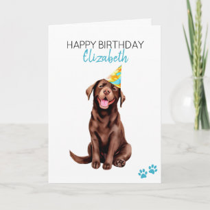 Chocolate Lab Dog Personalised Happy Birthday  Card