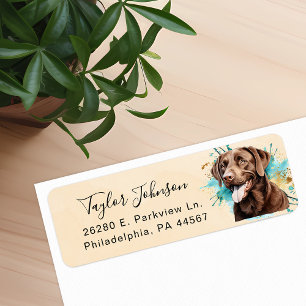 Chocolate Lab Dog Return Address Label