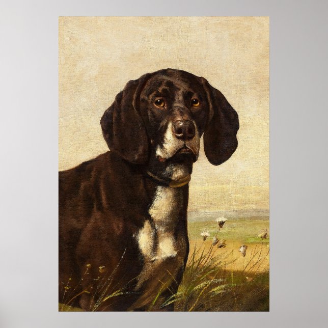Chocolate Lab Dog, Vintage Poster (Front)