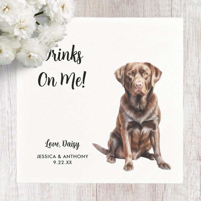 Chocolate Lab Dog Wedding  Napkin (Creator Uploaded)