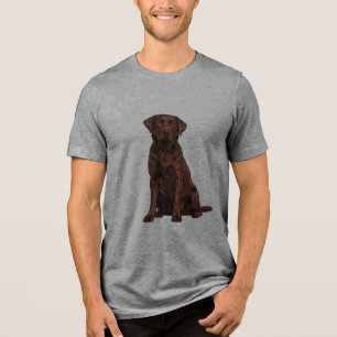 Chocolate Lab Graphic Line Art Cog Portrait Tri-Blend Shirt