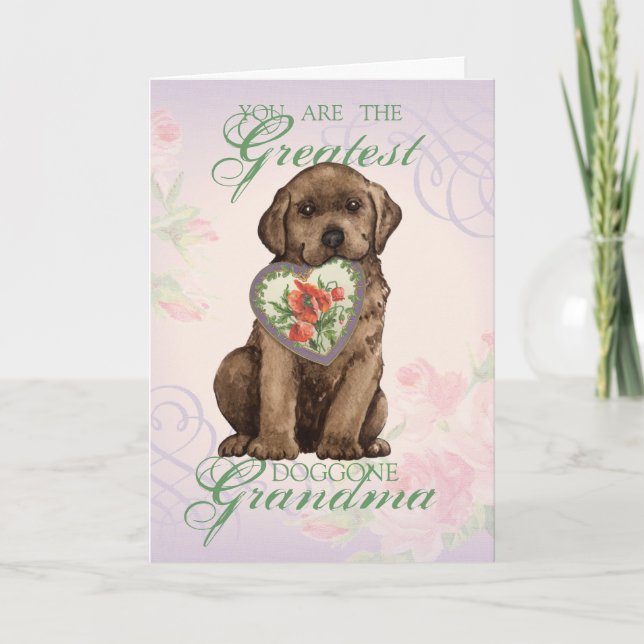 Chocolate Lab Heart Grandma Card (Front)