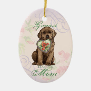 Chocolate Lab Heart Mum Ceramic Ornament