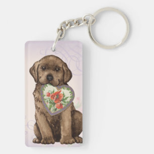 Chocolate Lab Heart Mum Key Ring