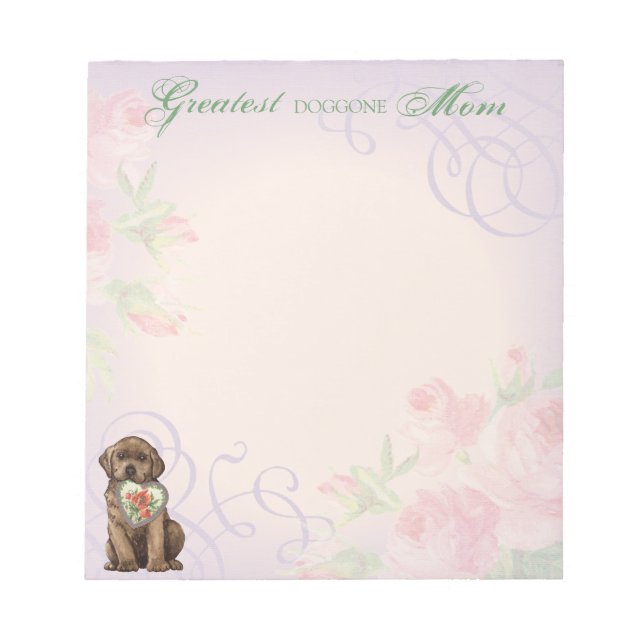 Chocolate Lab Heart Mum Notepad (Front)