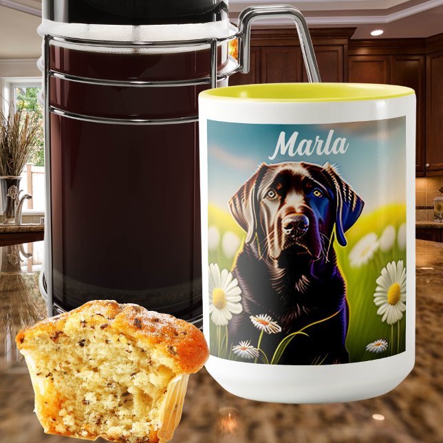 Chocolate Lab in Field of Daisies  Mug (Creator Uploaded)