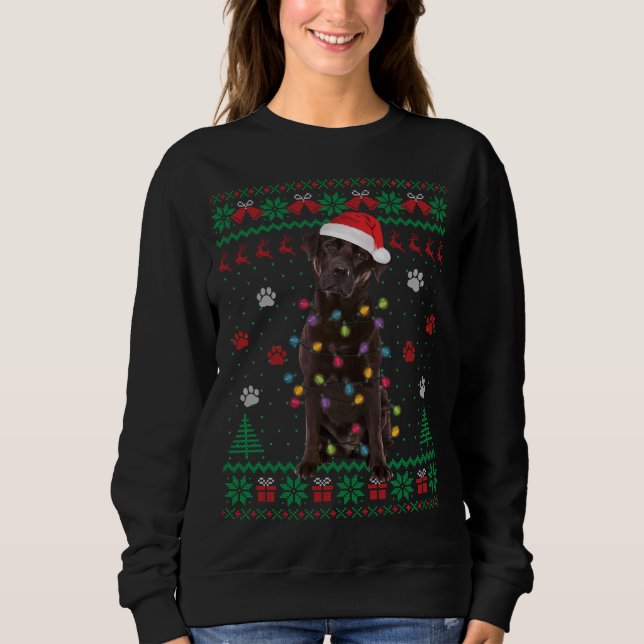 Chocolate Lab Labrador Christmas Lights Dog Ugly S Sweatshirt (Front)