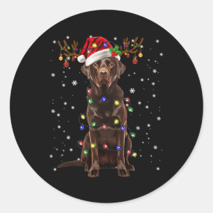 Chocolate Lab Labrador Christmas Tree Light Pajama Classic Round Sticker