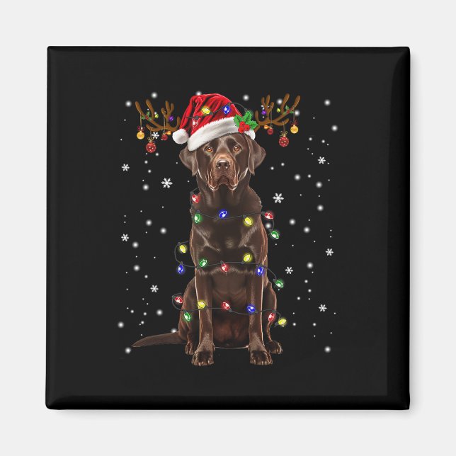 Chocolate Lab Labrador Christmas Tree Light Pajama Magnet (Front)