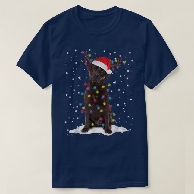 Chocolate Lab Labrador Christmas Tree Light Pajama T-Shirt (Design Front)