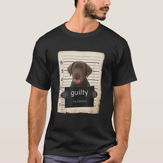 Chocolate Lab Labrador Dog Mug Shot Bad Dog  T-Shirt (Front)