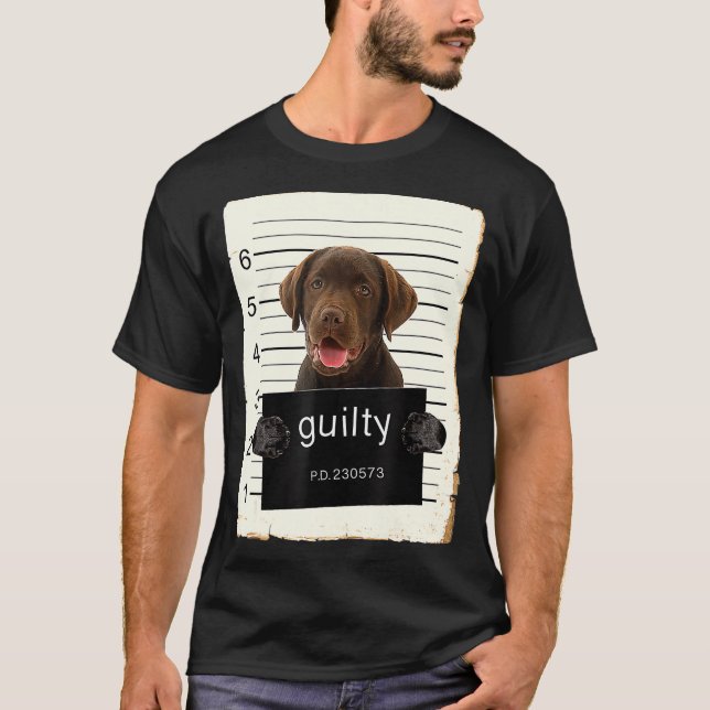 Chocolate lab Labrador Dog Mug Shot Bad Dog With T-Shirt (Front)