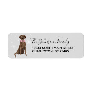 Chocolate Lab Labrador Retriever Holiday Address Return Address Label
